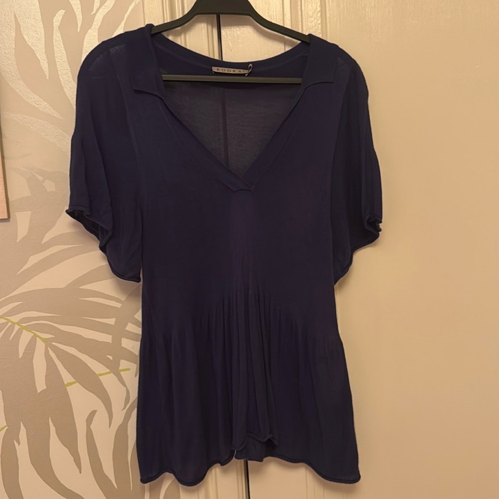 Unique cotton blue pelham top purchased in Greece, size small
